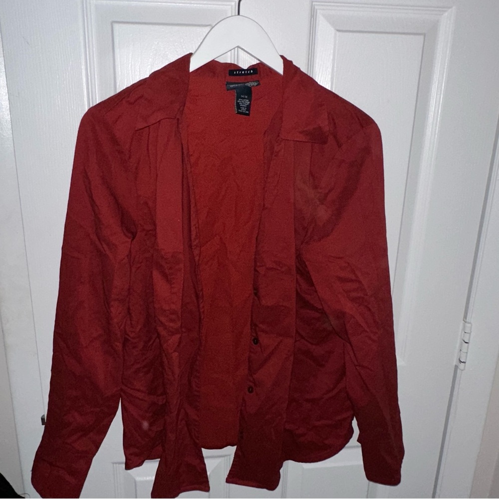 Red Button Front Shirt